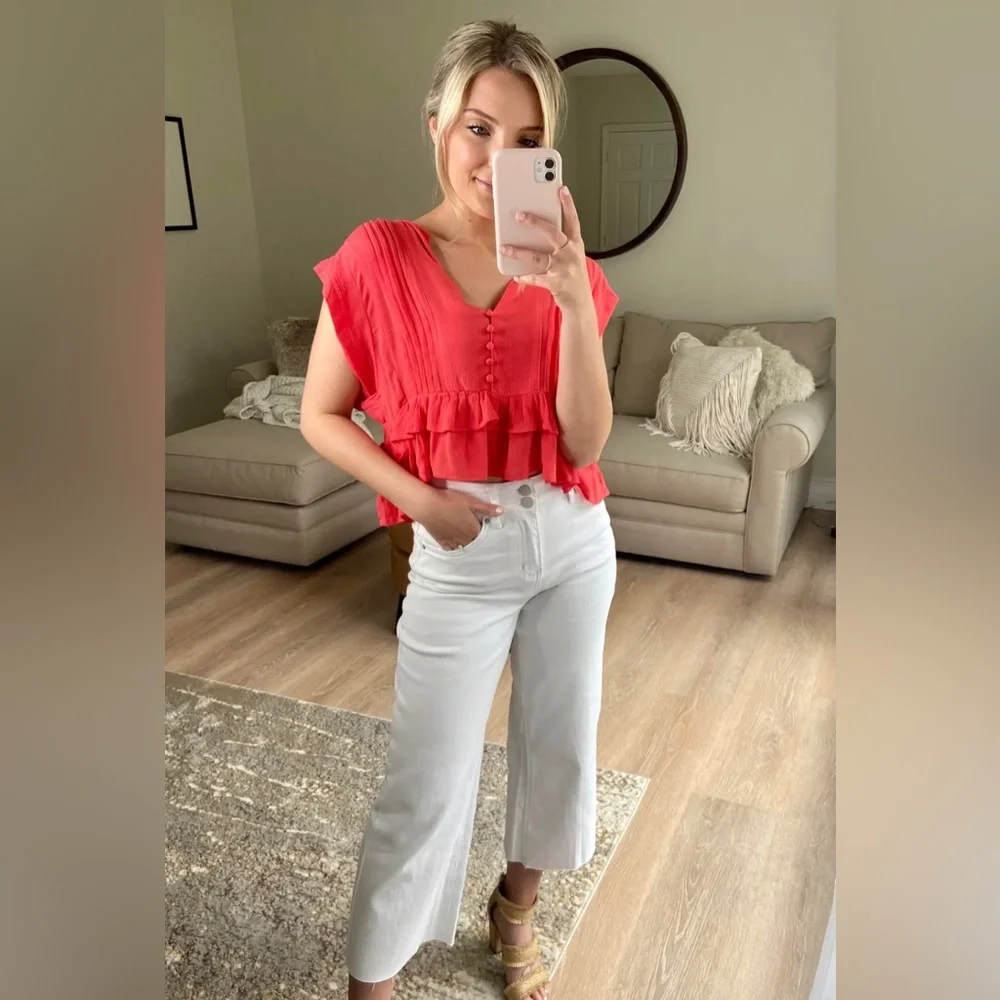 Red Ruffle Top - Picture 1 of 3